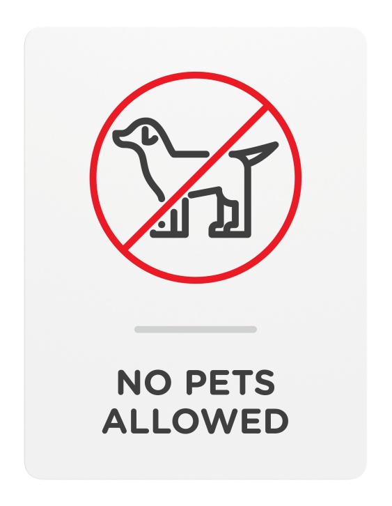 No Pets Allowed_Sign_Door-Wall Mount_8x 6_6mm Thick Solid Surface Sign with Inlay Resins_Self AdhesiveProhibition sign